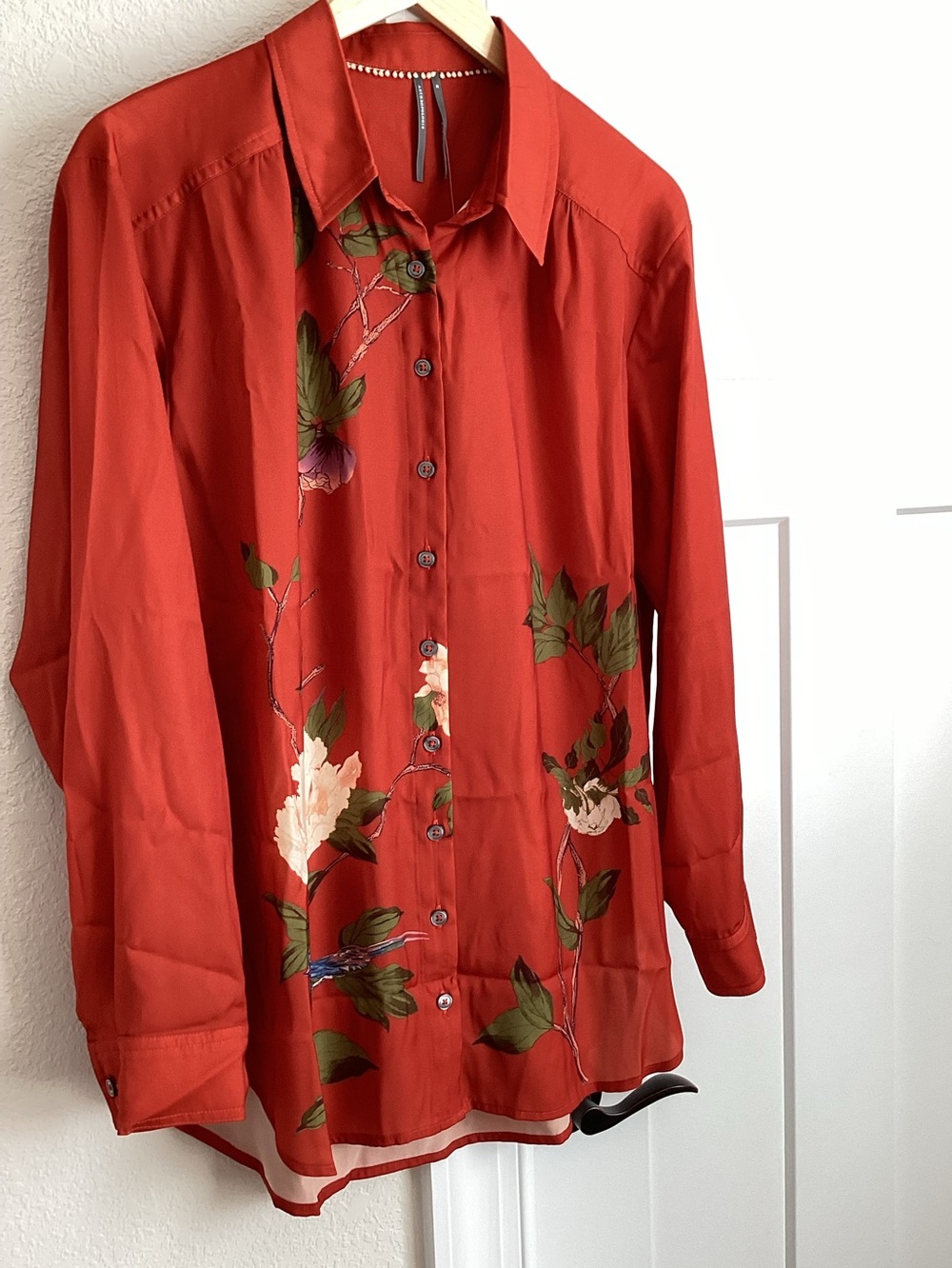 🐦⬛Anthropologie Brielle Button Down Long Sleeve Blouse Relaxed Collared Medium - Picture 5 of 16